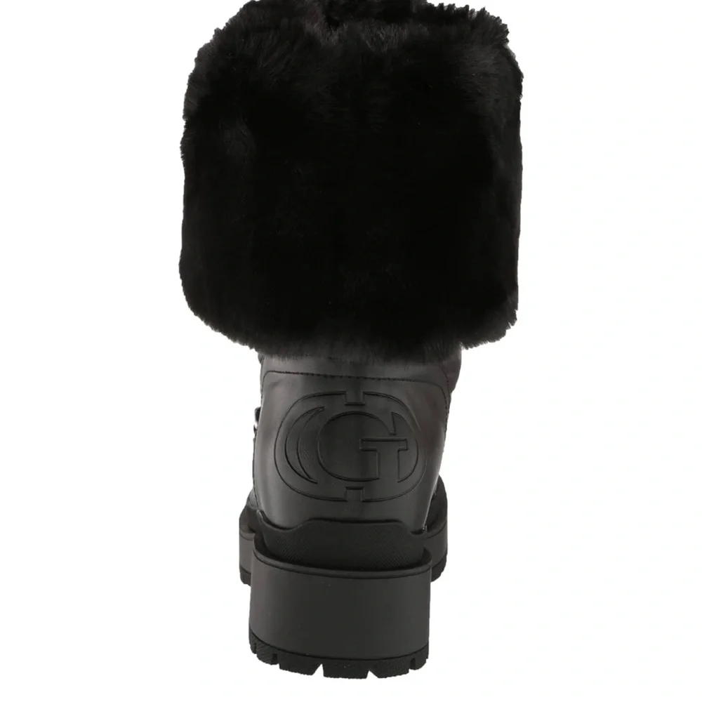 GUESS Women’s Larya Faux Fur Puffer Winter Black Boots Size 9.5 NEW